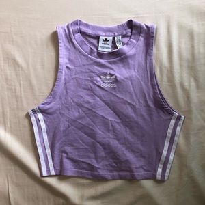 SOLD Adidas high neck lilac striped crop top